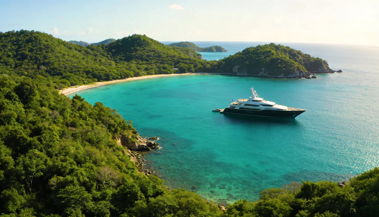 Cuánto cuesta rentar un yate en Huatulco: yate en una bahía turquesa