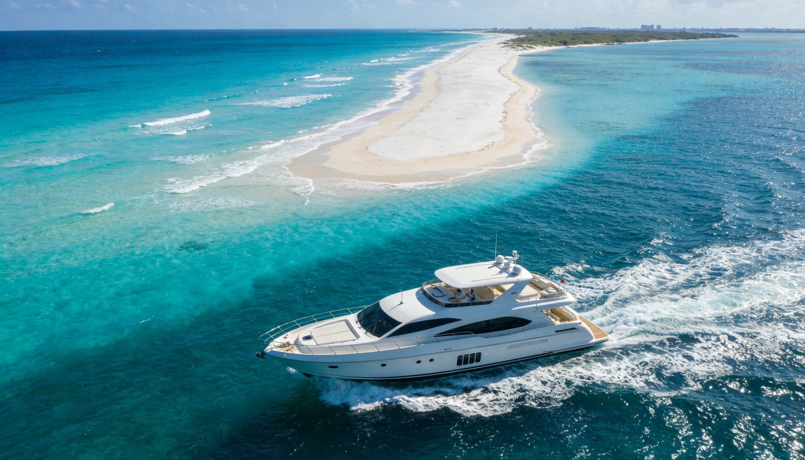 Qué hacer en Cancún: yate privado navegando frente a la costa caribeña