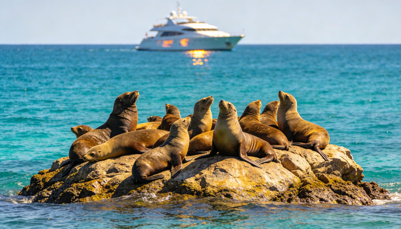 Temporada de lobos marinos en Mazatlán: colonia de lobos marinos sobre las rocas
