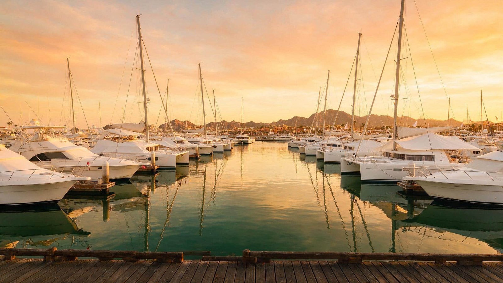 Marina at golden hour with yachts moored: choosing among yacht wedding venues